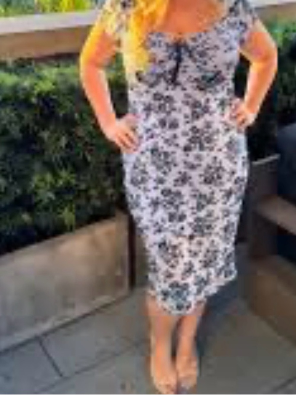 Derek Heart Black Floral Midi Dress on White